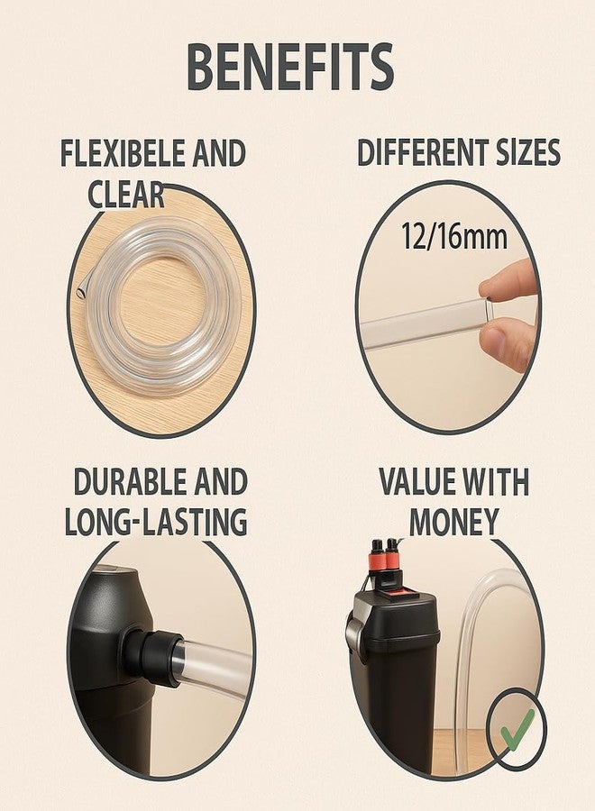 خرطوم فلتر حوض السمك VAYINATO® 16/22 مم، بطول 3 أمتار، أنبوب هواء مرن لأحواض أسماك المياه العذبة والمالحة (شفاف) من Petzlifeworld - Image 3